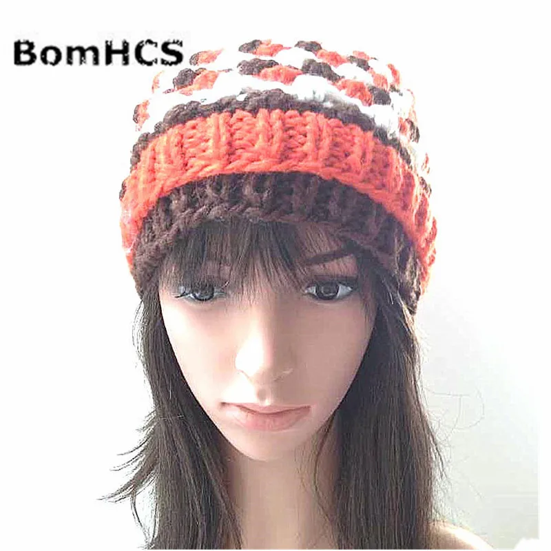Теплое зимнее ушанка женщин BomHCS Fashion из трикотажной шапки с вязкой, 100% ручная работа.