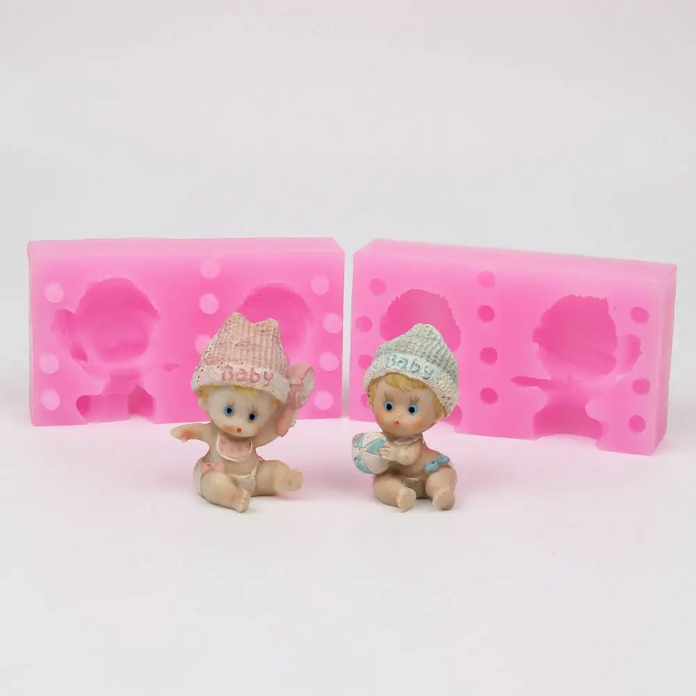 

WD025 High quality Silicone mold 3D baby boy & girl shape handmade Resin clay plaster decoration mould diy fondant cake tools