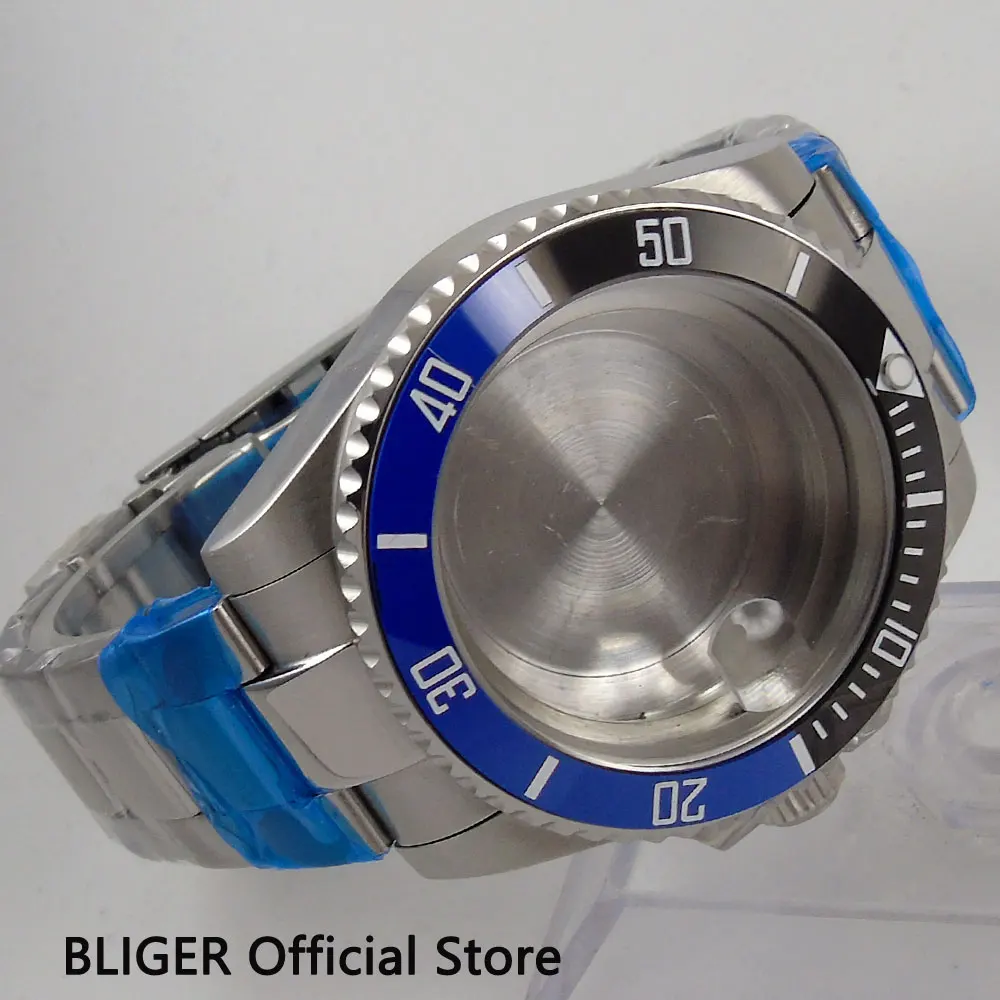 Однотонный 43 мм чехол BLIGER 316L из нержавеющей стали и керамики для ETA 2836 с