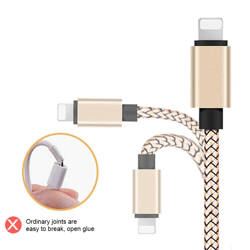 Нейлоновый USB кабель для быстрой зарядки для Apple iPhone XR XS MAX X 8 7 6S 5S 5 6 Plus ipad mini Phone Lighting зарядный кабель для передачи данных