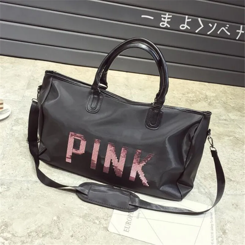 2017 спортивные сумки металлические блестки розовые буквы тренажерный зал