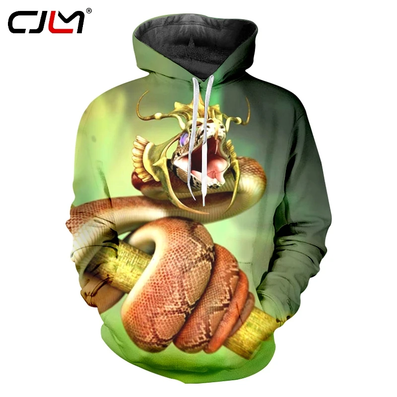 CJLM 2019 цифровая печать сублимация 3D полное искусственное змеиное худи Мужская