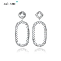 luoteemi white gold color vintage geometric cubic zirconia drop earrings for women new design fashion wholesale brinco