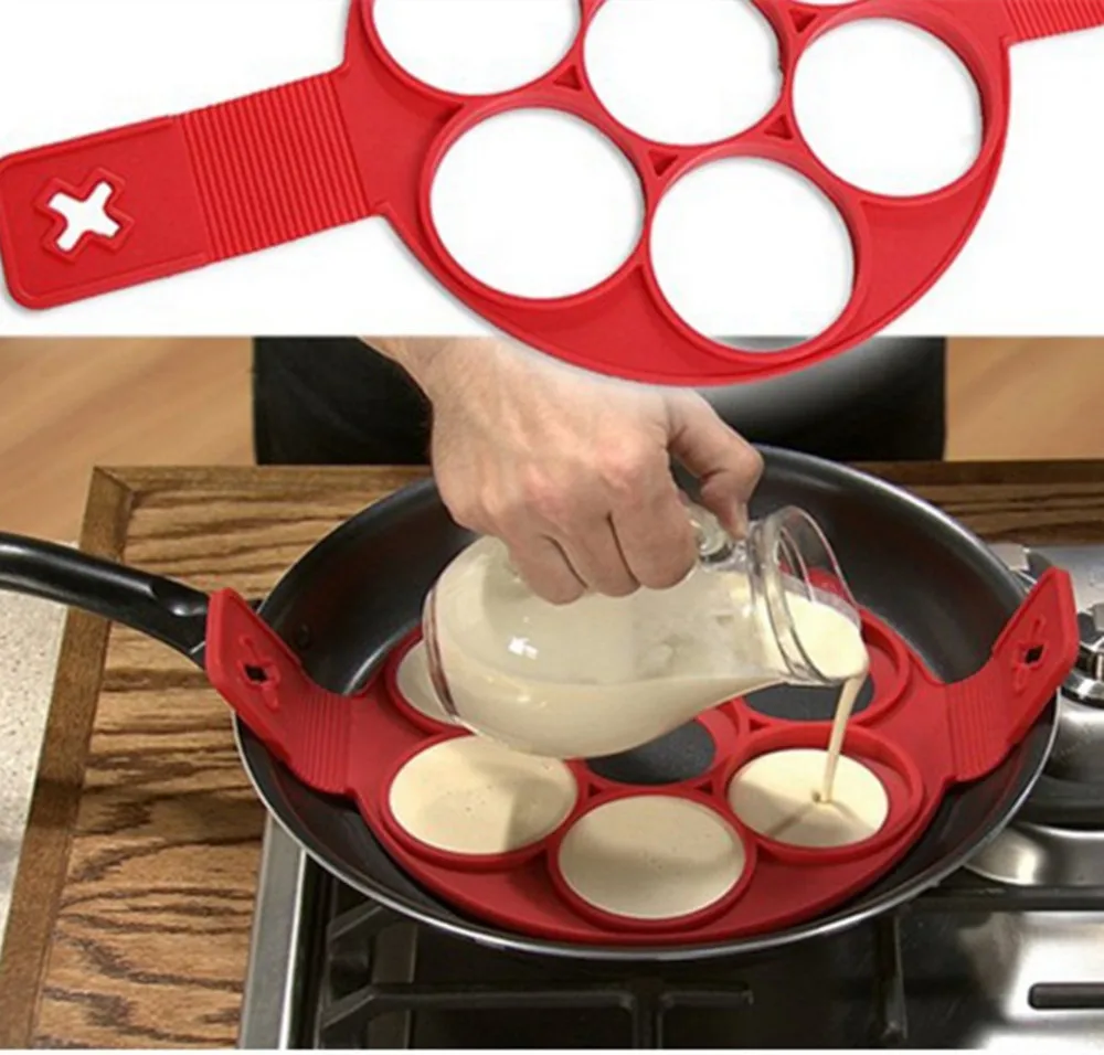 Новинка 2017 перелистывал фантастические антипригарной блин Maker 7 отверстий яйцо
