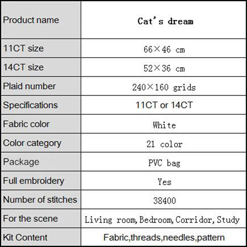The Cat's Dream Aida тканевые наборы для вышивки крестом DMC Canvas Grid 11CT 14CT Chinese DIY рукоделие