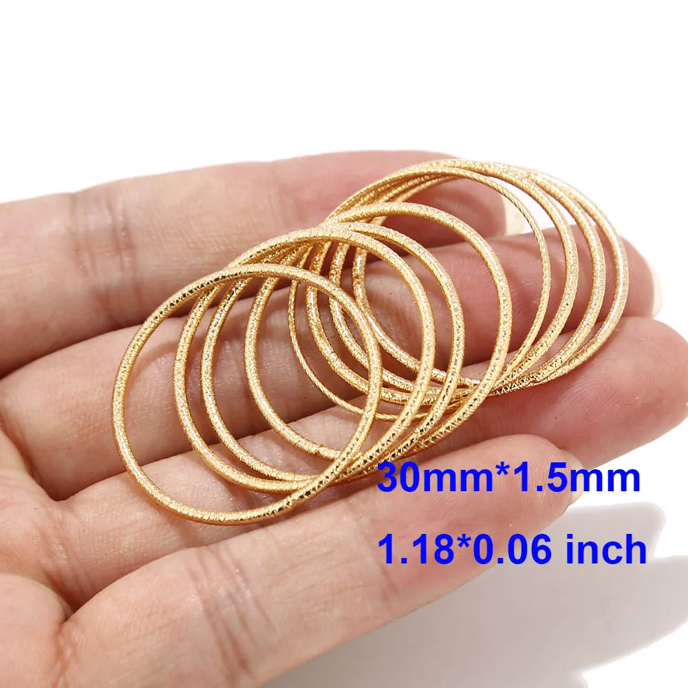 30mmx1.5mm 10 шт. круглым носком в Корейском стиле; Нержавеющая сталь соединительные кольца с покрытием из настоящего золота витой 30/50 мм замкнутые Кольца Набор «сделай сам» для Модные украшения Аксессуары - Цвет: 30mmx1.5mm