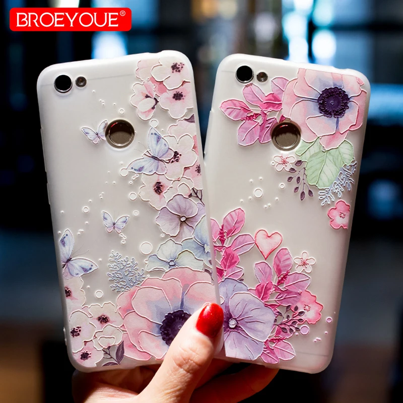 BROEYOUE Case For Xiaomi Redmi Note 5 Pro 4X 4A 4 5A Prime 3D Relief Soft TPU Phone Cover Plus |