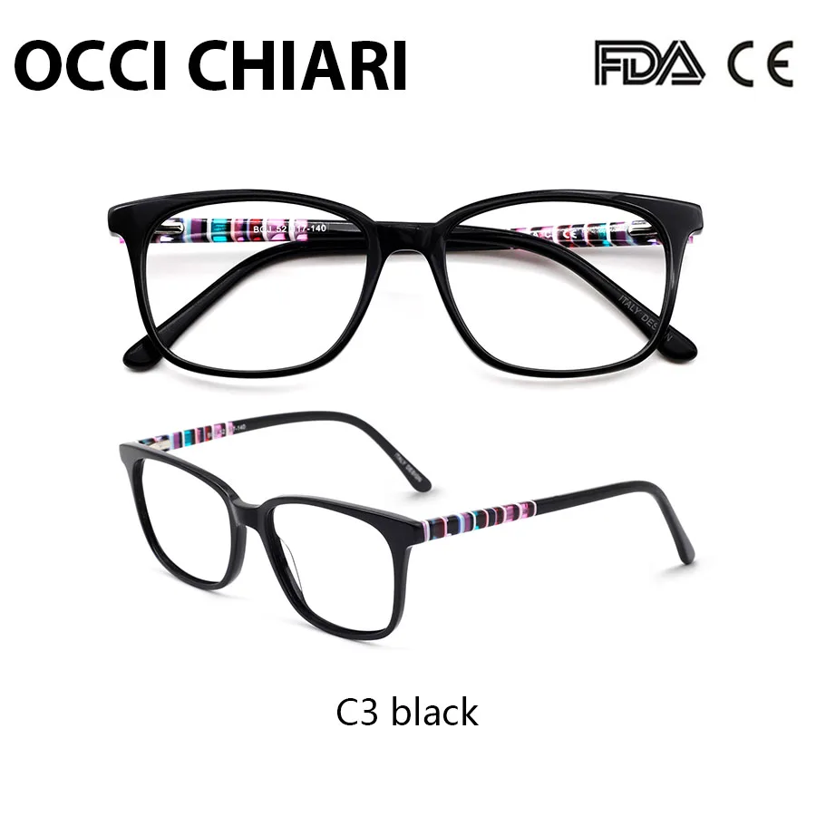 c3 black OCCI CHIARI, радужные очки, оправа, женские, анти-синие, ультралегкие, близорукость, по рецепту, очки, черные, Nerd, прозрачные, компьютерные очки - Цвет оправы: c3 black