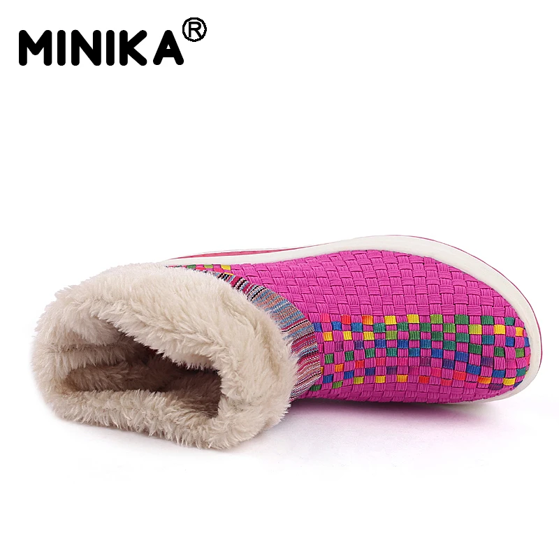 Minika Winter Women Snow Boots With Fur Warm Ankle Outdoor Sneakers Slimming Walking Platform Velvet Wedges Swing Shoes | Обувь
