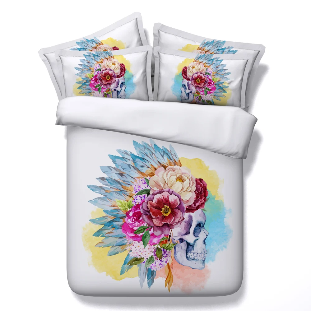

SongKAum High-grade Luxury Cool Unique 3D Halloween Skeleton 4Pcs Bedding Sets Full/Twin/Queen/King Size Duvet Cover