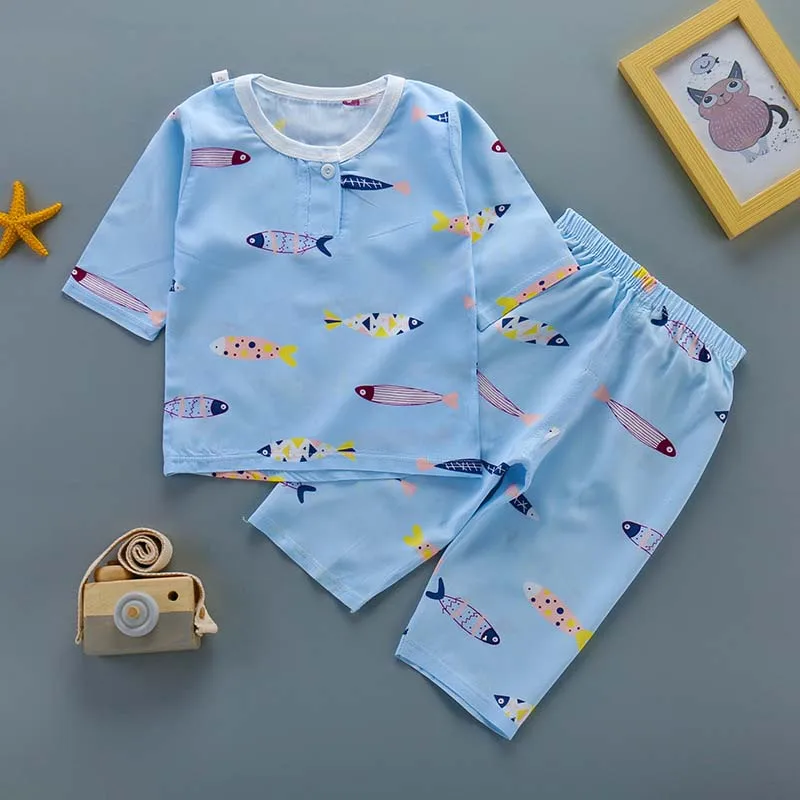 Children clothing sets 2019 new boys girls fashion printing half sleeve t-shirts+pants 2pcs for kids home service suits | Детская одежда