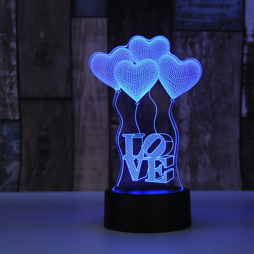 Подарок для подарок подруге сердце Форма красочные 3D голограмма лампа USB