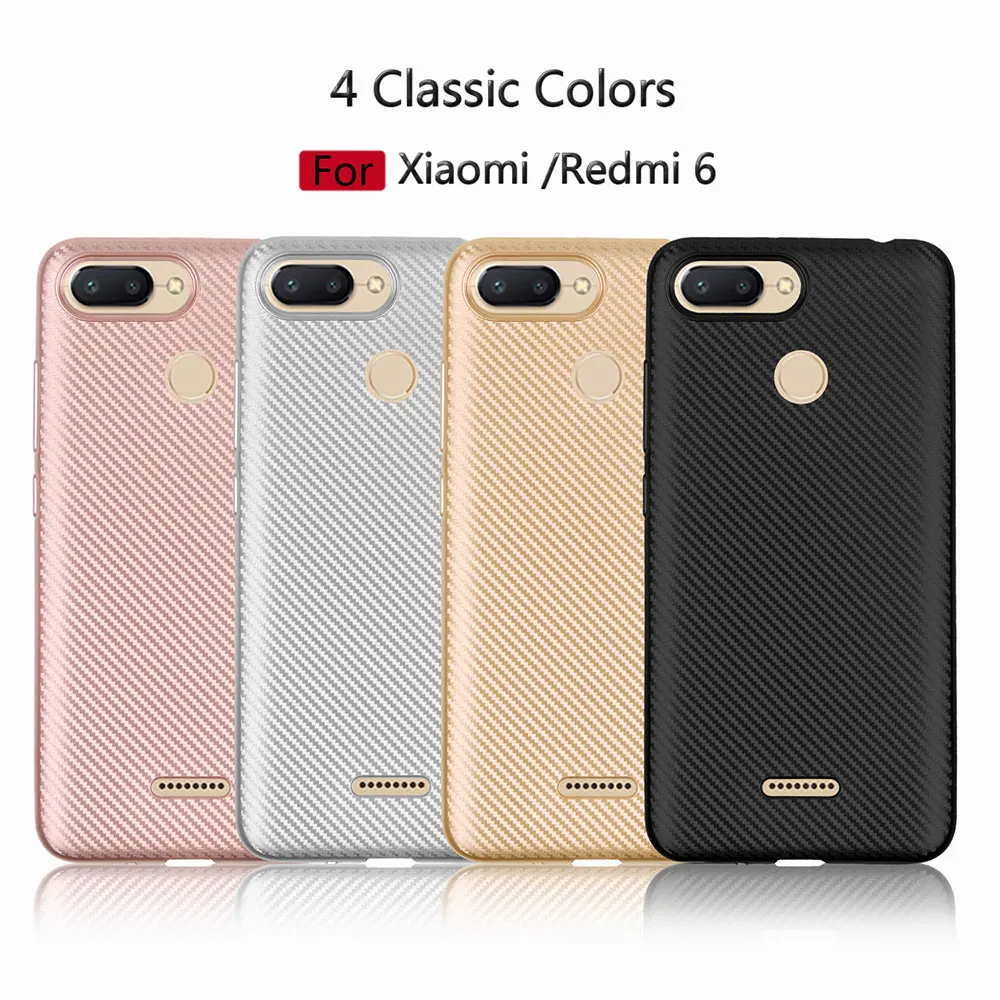LOKAKA Case For Xiaomi redmi 6 redmi6 Luxury Full Protective Carbon Fiber Soft TPU Cover Cases Phone Bags |