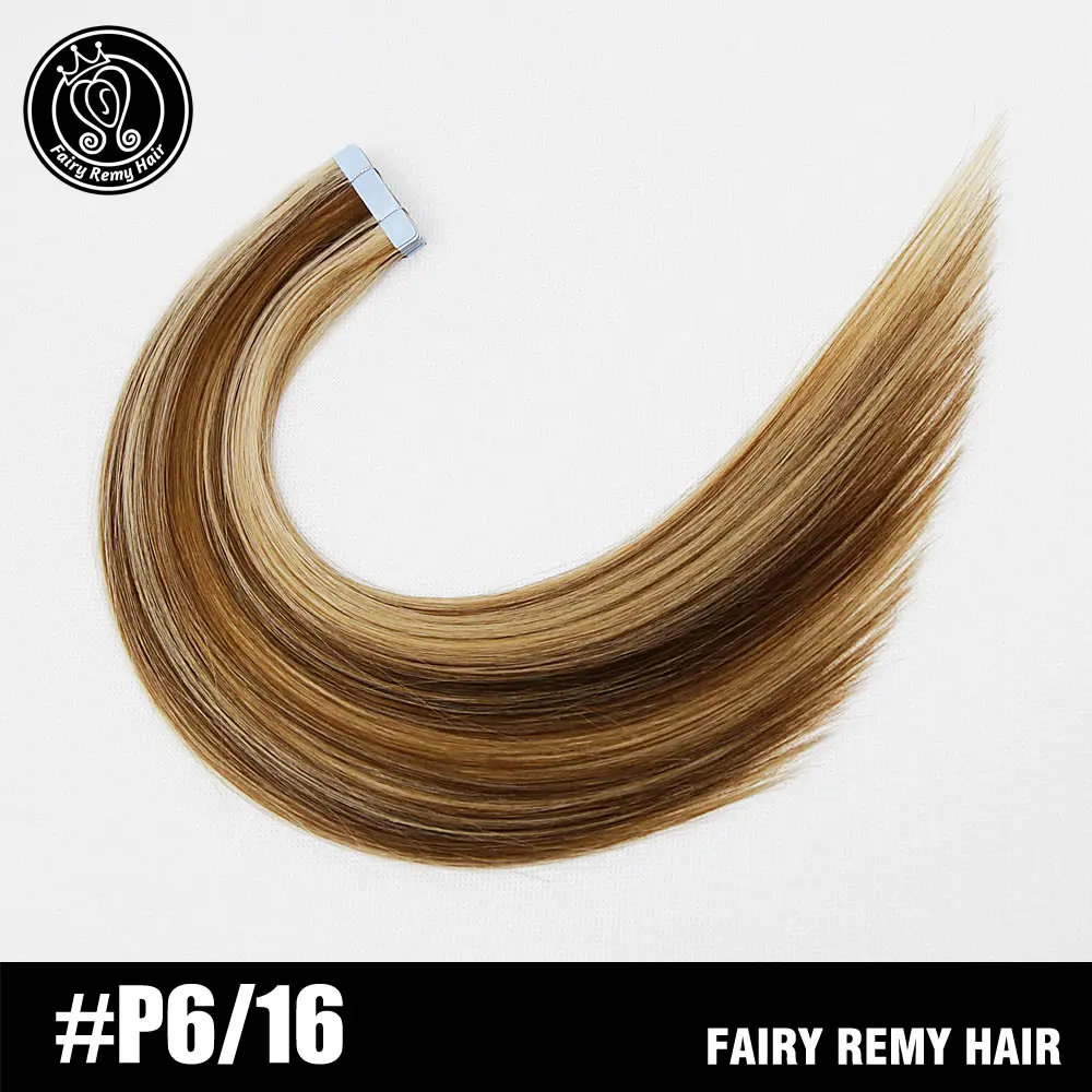 P6-16 Сказочные волосы remy, 2,0 г/шт., 22 дюйма, натуральные человеческие волосы для наращивания на ленте, пепельный блонд, европейские волосы remy для наращивания, 40 г/ПАК - Цвет: P6-16