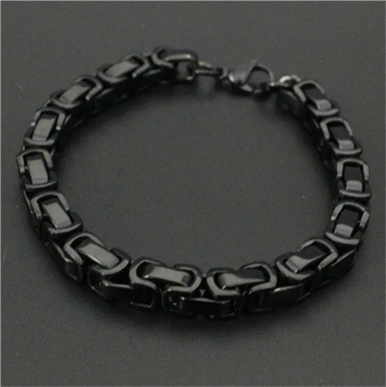 Прочный черный Байкерский браслет из нержавеющей стали 316L 22 см 4/6/8 мм