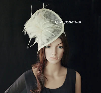 Новый sinamay перо Вуалетка для свадьбы женская шляпа ascot гонки Кентукки Дерби Кубок