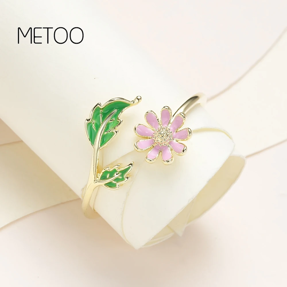 METOO/2 шт. розовые и красные кольца с цветком кольцо Подсолнух в форме листка