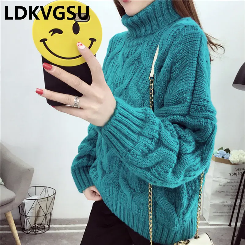 Фото Thicken Twisted High Collar Sweater Women's Pullover Loose Korean Large Size Tide 2018 Autumn Winter Is1254 Женская одежда Thicken Twisted High Collar Sweater Women's Pullover Loose Korean Large Size Tide 2018 Autumn Winter Is1254 Женская одежда