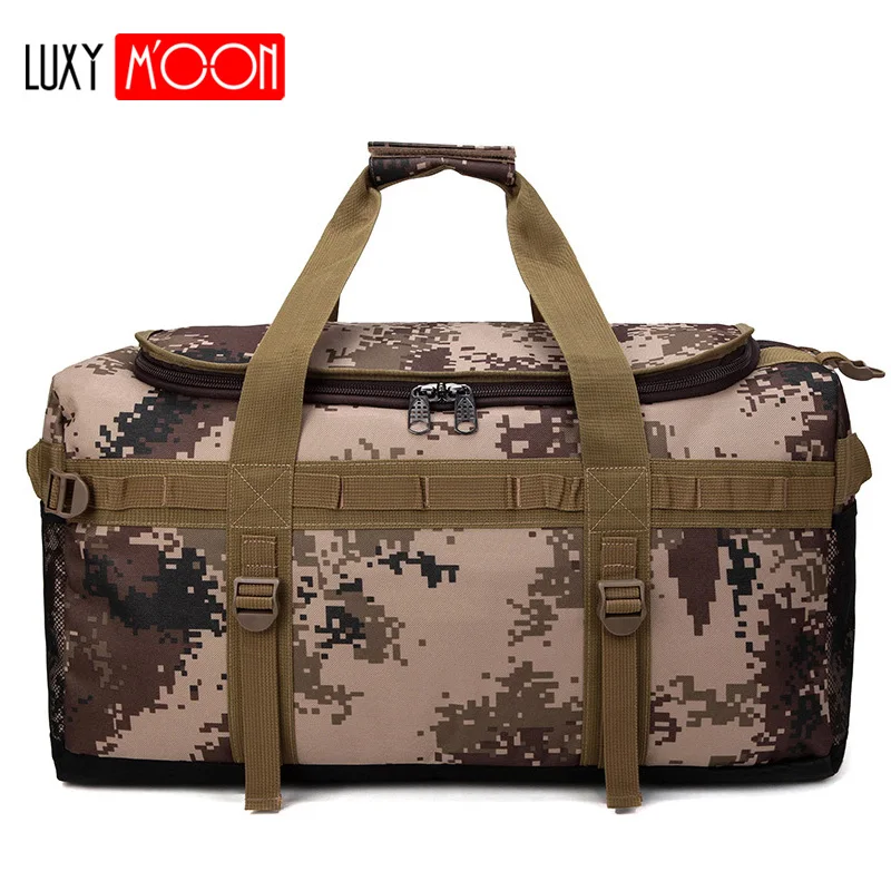 

60L Men's Travel Suitcase Camouflage Duffel Backpack Multifunction Luggage Handbag Large Casual Weekend Shoulder Tote Bag XA141K