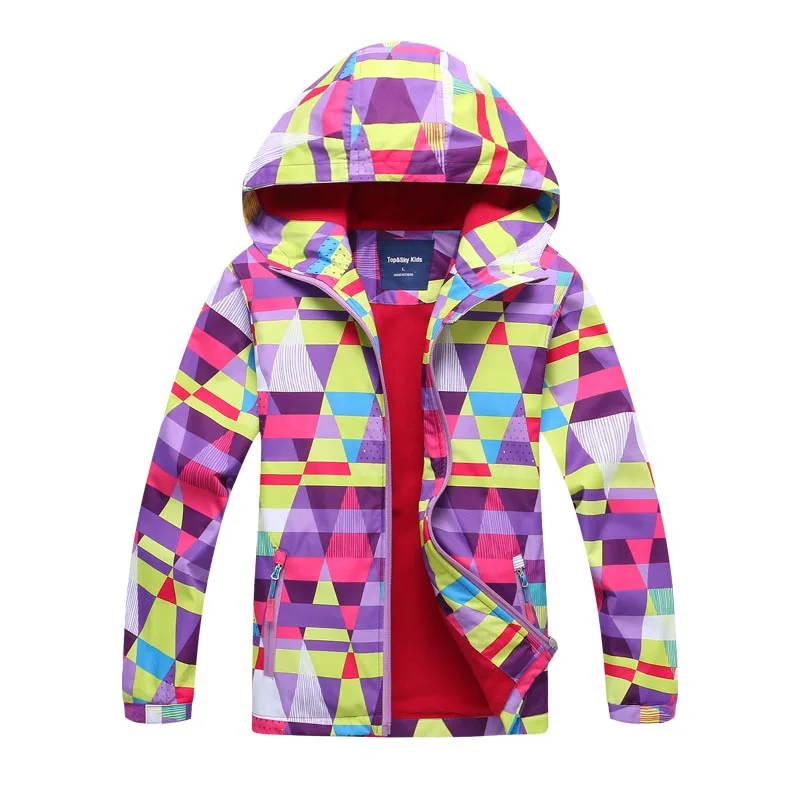 

Winter wear children's waterproof warm and fluffy children's wind coat printed girl's windbreaker hiking assault jacket.