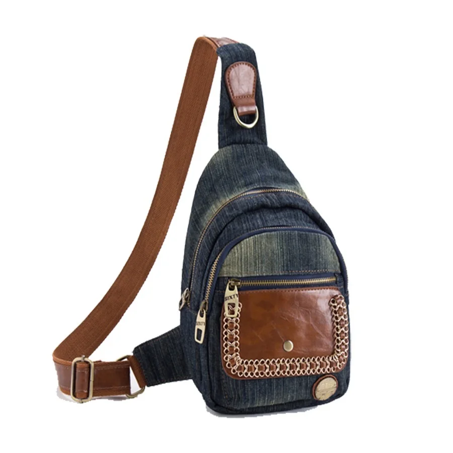 Новый Винтаж модные Повседневное Цепи одно плечо джинсовой Малый Рюкзаки Сумки