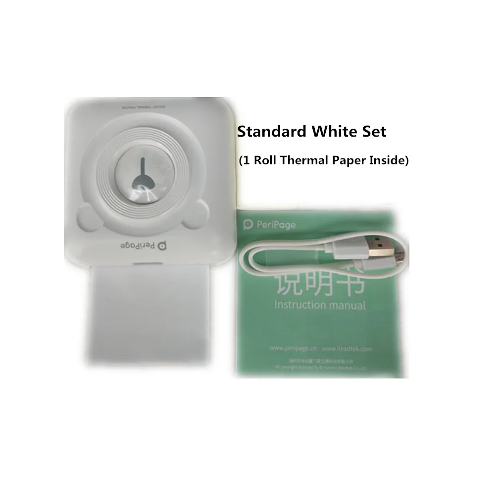 White Standard Set GOOJPRT Новинка! 304 точек/дюйм Peripage мини фото Bluetooth Карманный фотопринтер для мобильного телефона Android iOS дети дамы подарки - Цвет: White Standard Set
