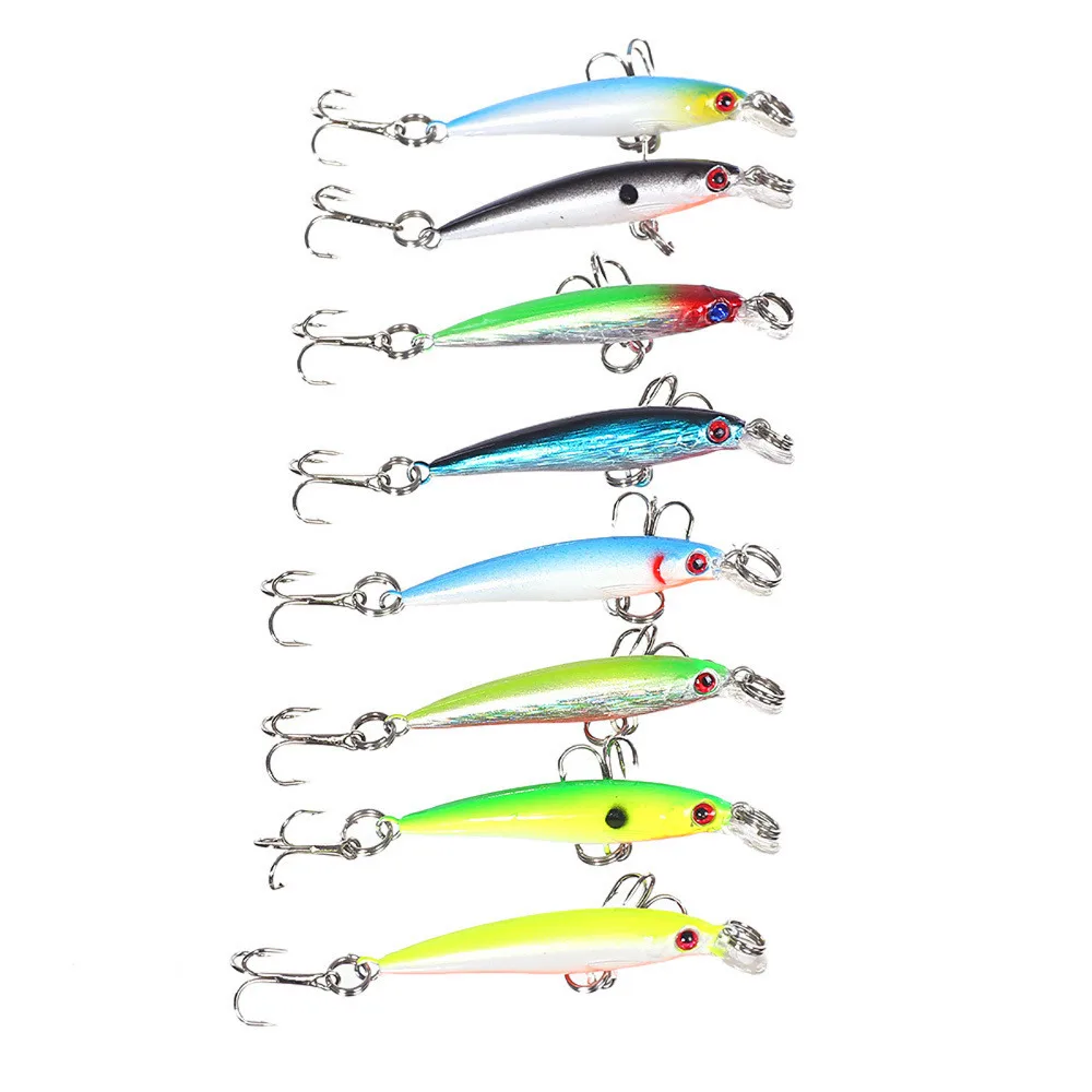

8PCS Topwater Fishing Minnow Fish Bass lure hook baits 5cm/2g