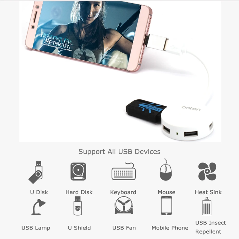 Onten 4 порта s Mini USB 2 0 концентратор OTG разветвитель коммутатор с портом зарядного
