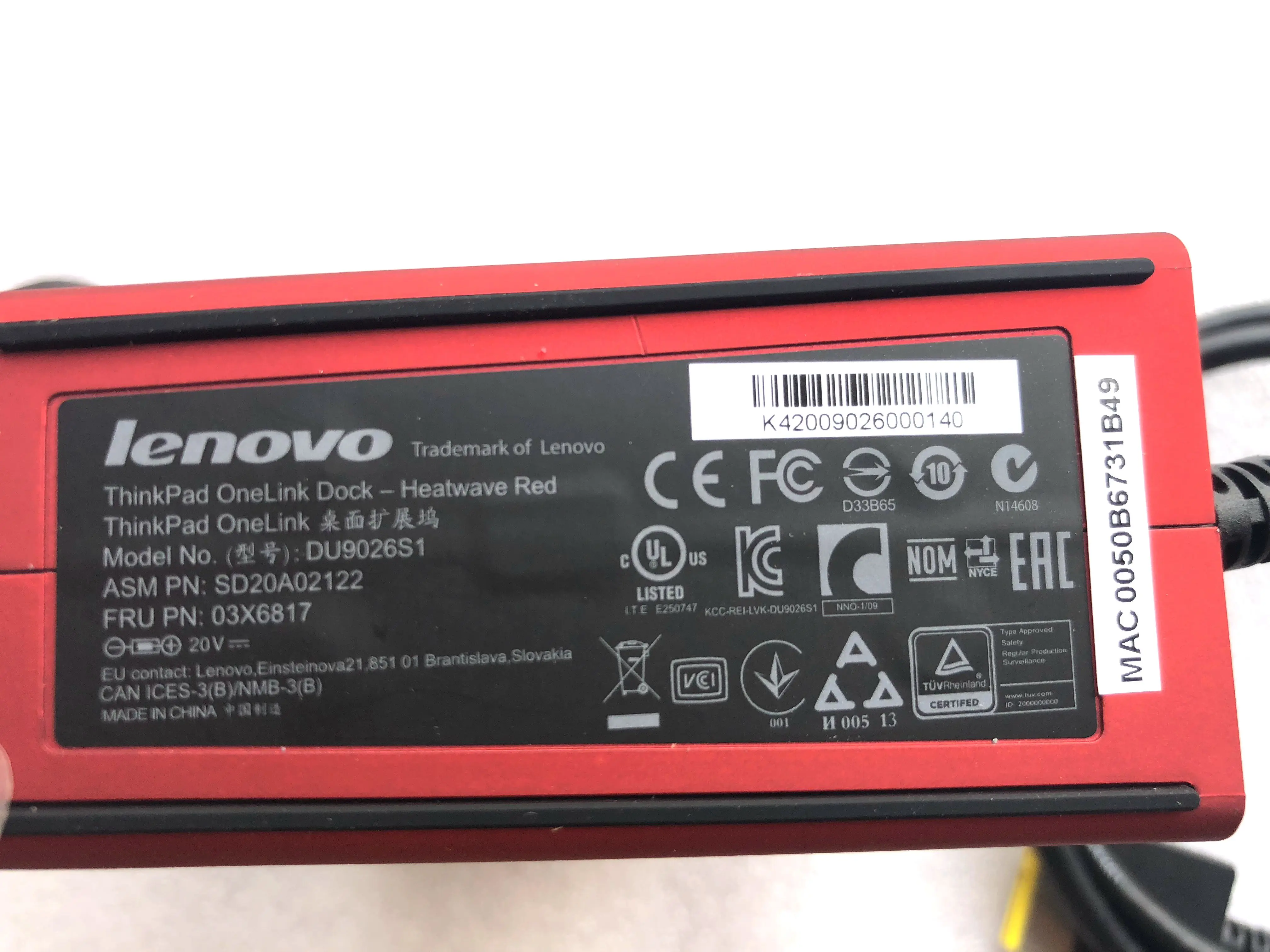 Lenovo ThinkPad OneLink док станция USB 3 0 DU9026S1 красная 03X6817|Док-станции для ноутбуков| |