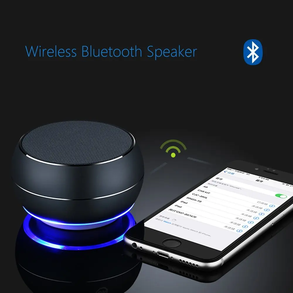 Портативная беспроводная Bluetooth колонка металлическая мини с микрофоном TF карта