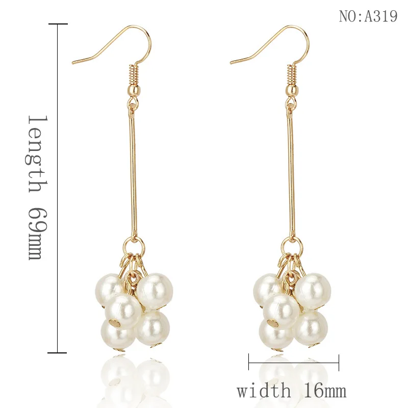 1 пара роскошных корейских модных золотых цветов имитация жемчуга бусина