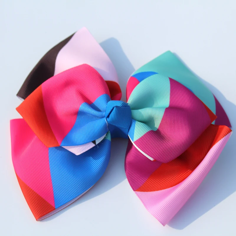 Розница 7 дюймов лента из корсажа двухслойные заколки для волос с радужным бантом