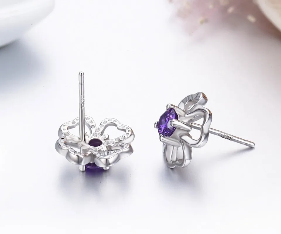 Милые серьги гвоздики из стерлингового серебра 925 пробы с лепестками сердца