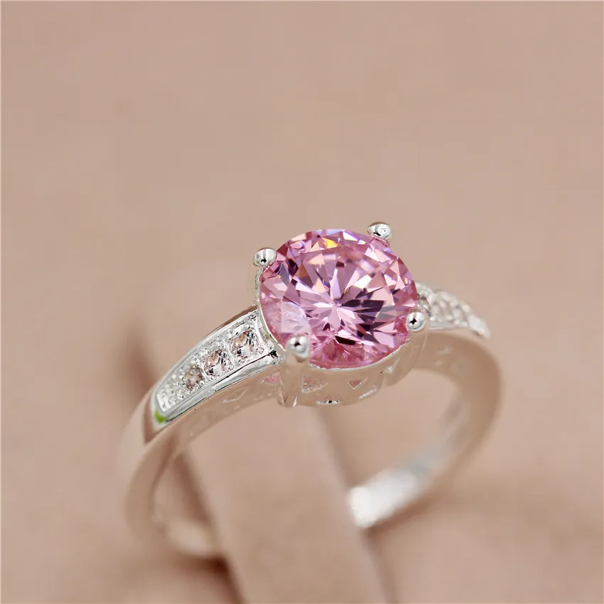 Uloveido 5% С Кубического Циркония Розовый Круглые Кольца для Женщин Кольцо Женщина