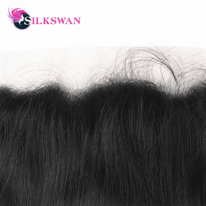 Silkswan прямые 13*6 кружевные фронтальные коричневые с детскими волосами Remy