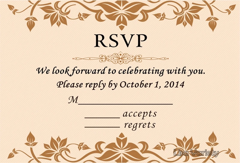 Personalized RSVP Card with Free Envelope for Wedding / Party 50 pcs/lot R19 | Дом и сад