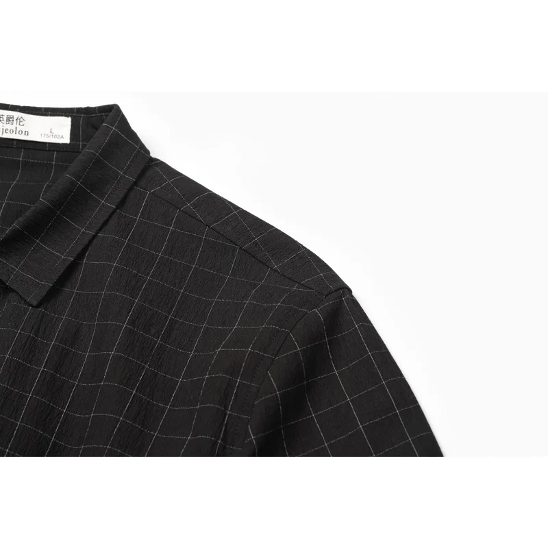 Enjeolon Spring Autumn Camisa Masculina Shirt Men Black Plaid 3XL Shirts Blouse Cotton Long Sleeve Casual CX2336-1 | Мужская одежда