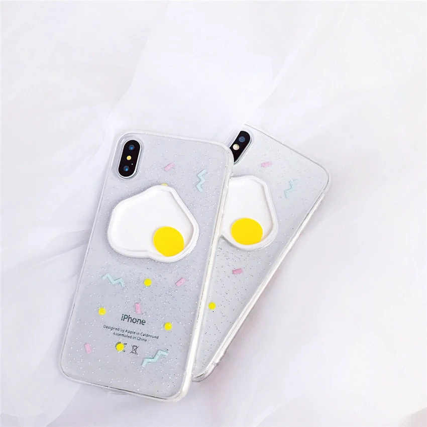 Cartoo яйцо-пашот телефон случаях для iPhone 6 6S Plus прозрачный жидкость зыбучие пески