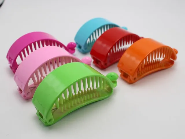 8 Mixed Color Plastic Banana Clips Hair Claw Ponytail Holder 75mm for DIY Craft | Украшения и аксессуары