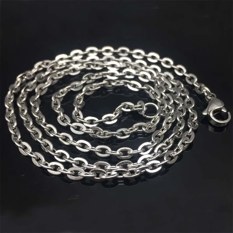 3 мм ширина золото/Серебристая цепь ожерелье из нержавеющей стали 24&quot|stainless steel