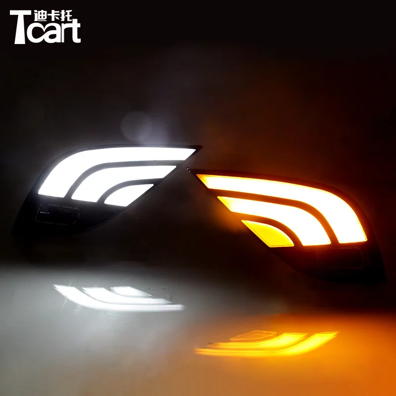 

Tcart Car LED DRL Daytime Running Lights White Driving Light Turn Signal Fog Light Lamp Compatible For Toyota Camry SE XSE 2018