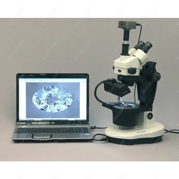 Стерео увеличительный микроскоп с драгоценными камнями AmScope 7X 90X улучшенный для