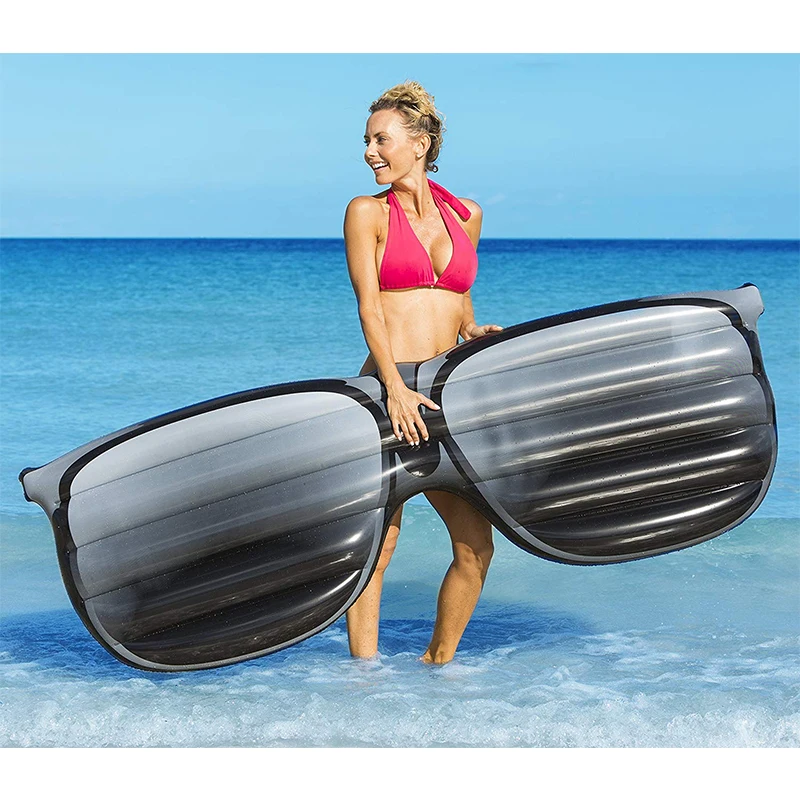 

190cm Giant Inflatable Sunglasses Shape Floating Row Inflatable Swimming Pool Float Lounge Air Mattress Water Fun Toys Beach Bed