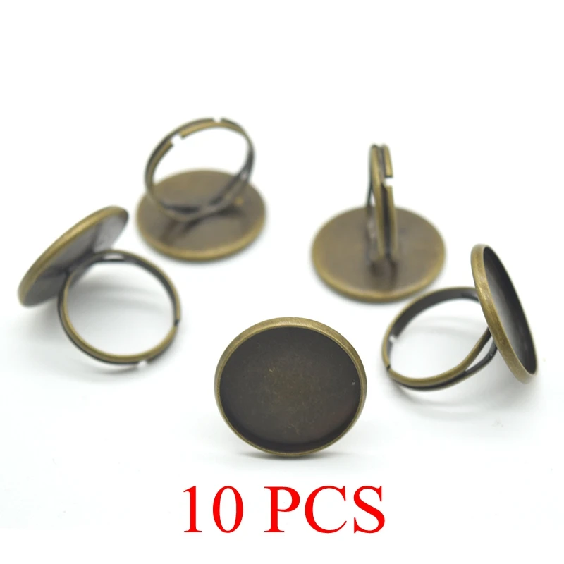 

10 PCS 20mm Glass Cabochon Jewelry DIY Ring Settings Blank Base Fit Settings Valentine's Day Handcraft Rings Gift