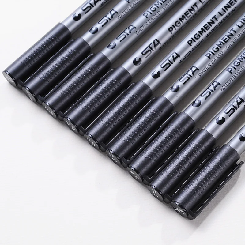 Student Sketch Markers Art Marker Pen Different Tip Size Pigment Liner Water Based For Drawing Handwriting Supplies Stationery | Канцтовары