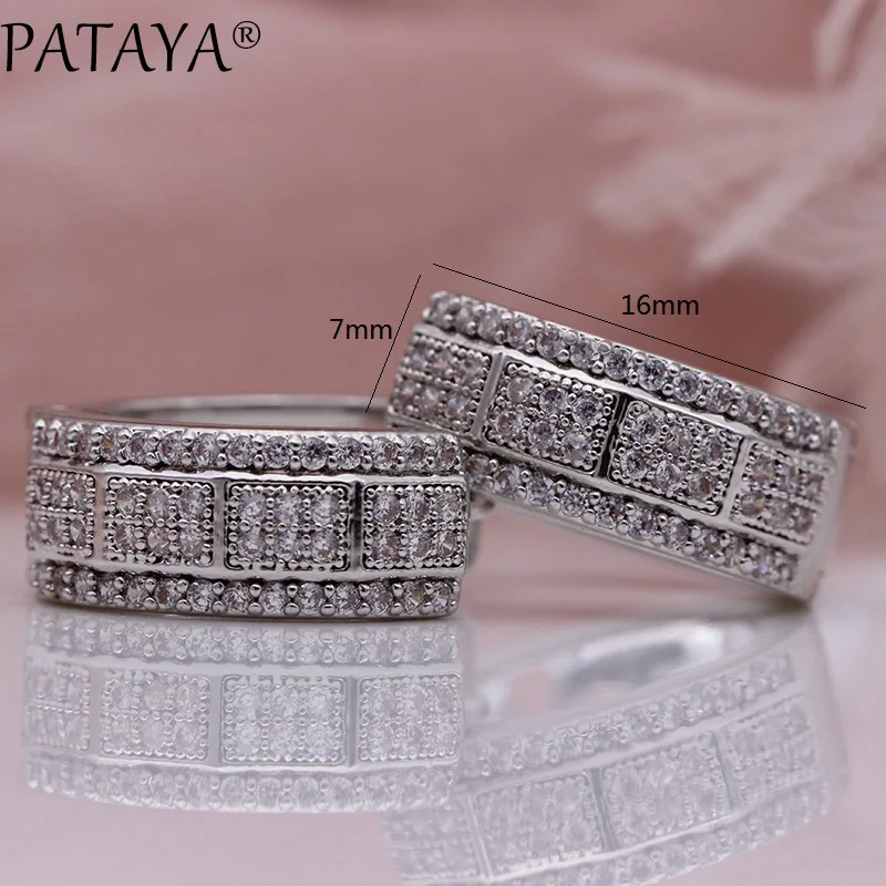 

PATAYA New White Gold Natural Zircon Dangle Earrings Women Wedding Fashion Big Circle Round Micro Wax Inlay Jewelry Fine Noble