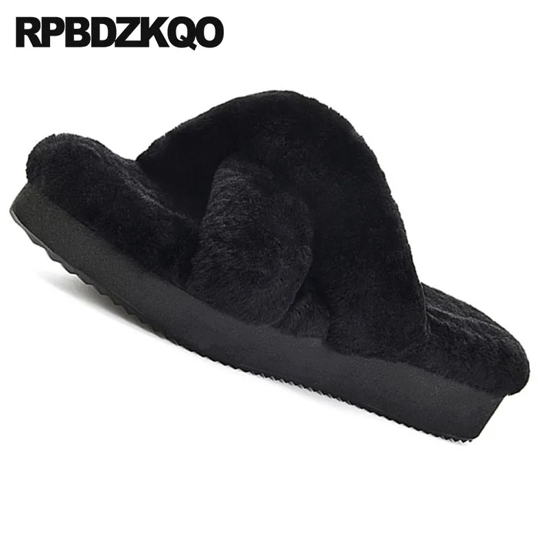 Тапочки из шерсти на платформе Flatforms шлепанцы без задника с открытыми пальцами