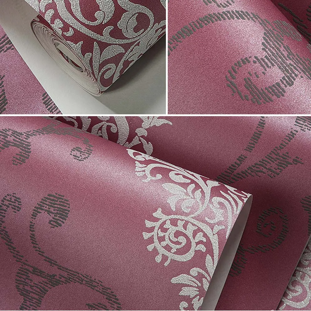 Рулон нетканых 3D обоев QIHANG в европейском стиле роскошные с Дамасским жемчугом и