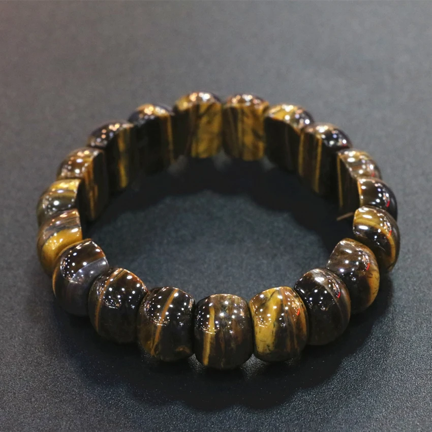 Bracelets &amp Bangles For Women Natural Stone Tiger Eyes Yellow Geometry Beads Manual 11x15mm Strand Men Diy Jewelry 7.5inch B3274 |