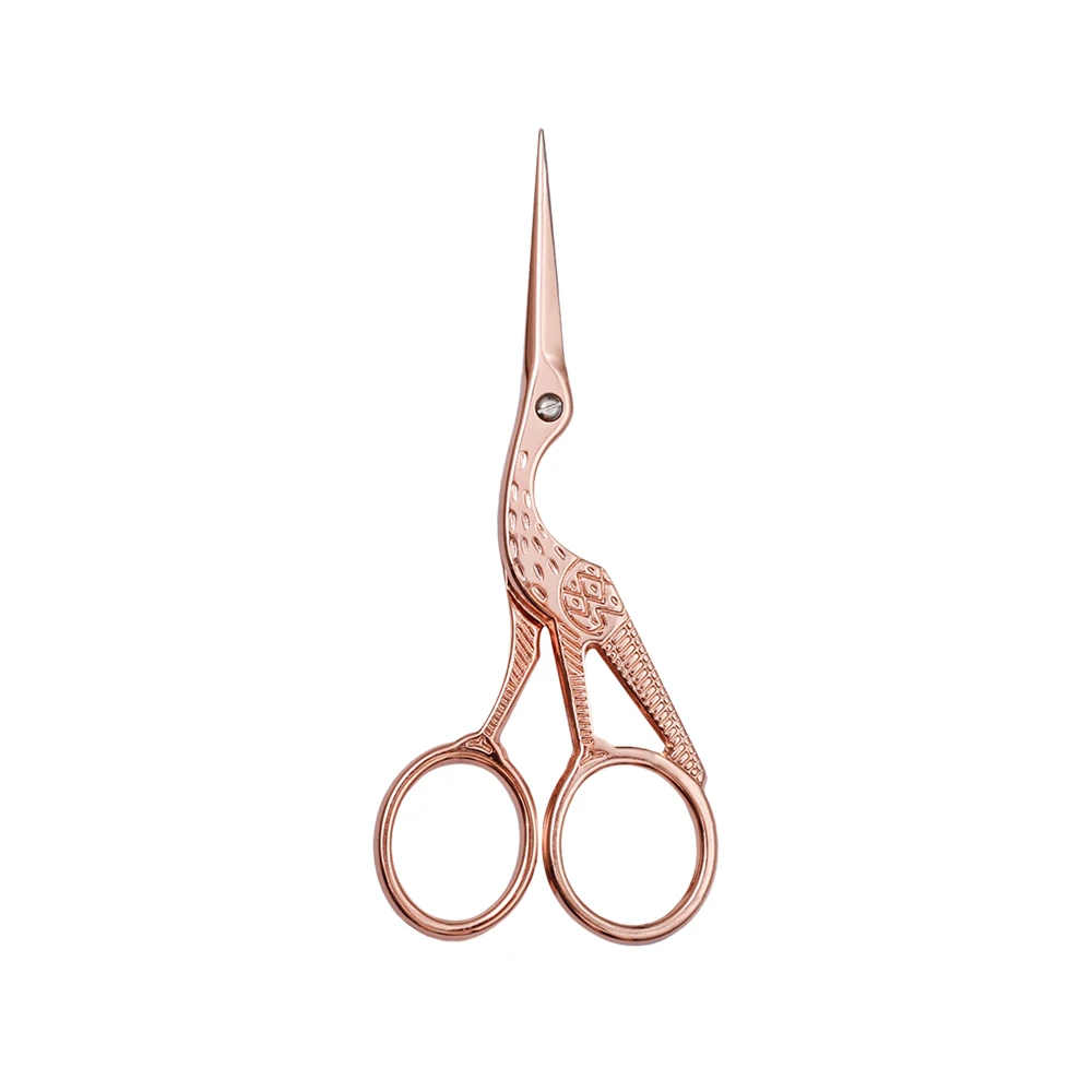 rose gold LMDZ металлические швейные ножницы винтажные ножницы в форме аиста ножницы для вышивки крестом ткань портной ножницы прибор для обрезки нитей - Цвет: rose gold